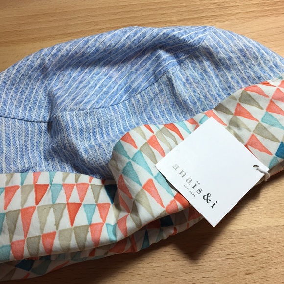 Anais & Ani Sky Blue/Coral Patterned Summer Hat - Picture 1 of 2